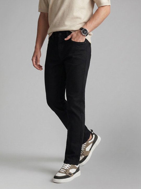 Men Slim Straight Fit Mid-Rise Jeans