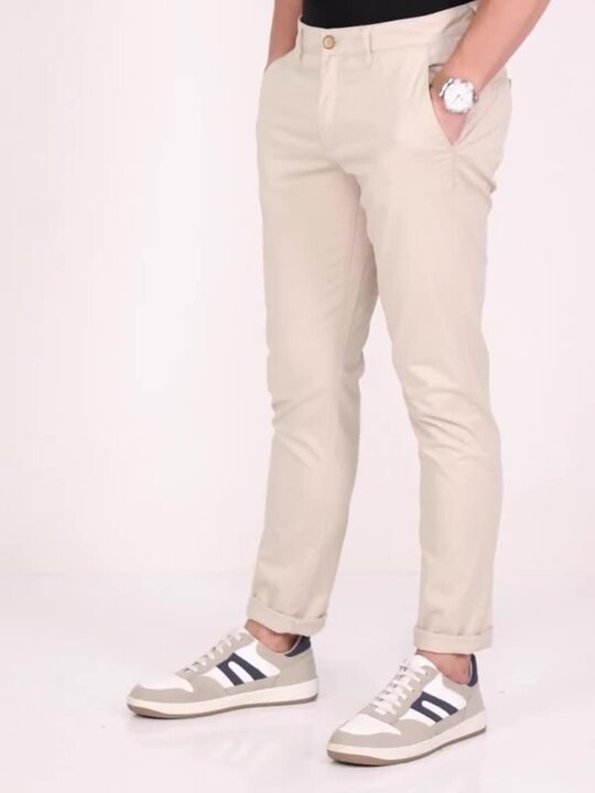 Solid Twill Casual Chinos - Image 2