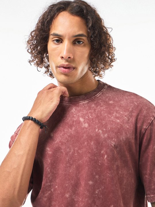 Red Oversized Cotton Acid Wash T-shirt - Image 4