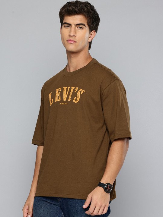 Typography Printed Loose Fit Drop-Shoulder Sleeves Pure Cotton T-shirt - Image 4