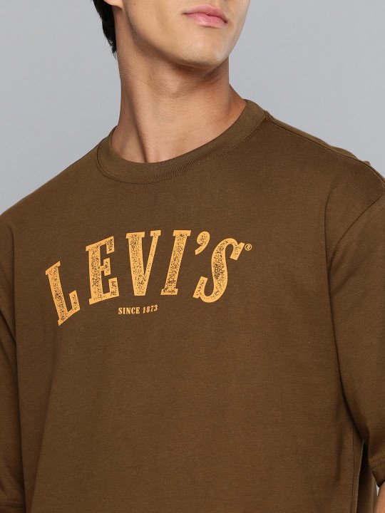 Typography Printed Loose Fit Drop-Shoulder Sleeves Pure Cotton T-shirt - Image 5
