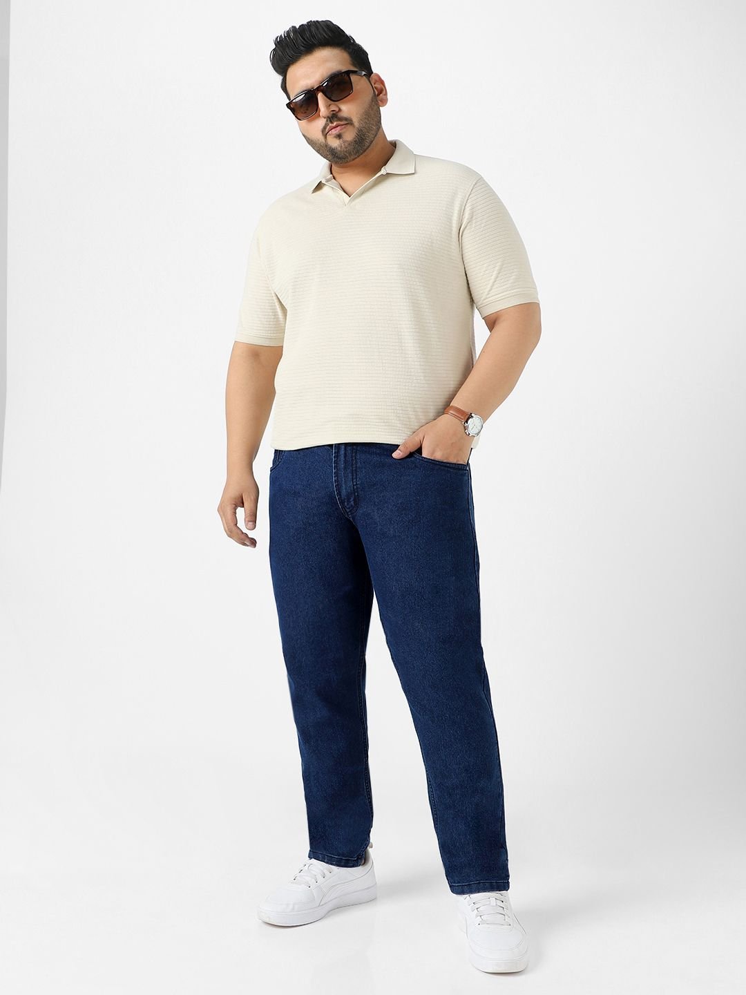 Men Blue Stretchable Regular Fit Solid Jeans - Image 7
