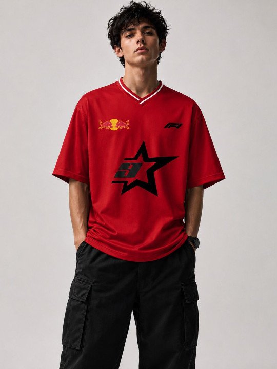 Men Printed V-Neck Dri-FIT T-shirt