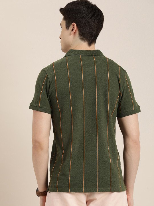 Short Sleeves Striped Polo Collar T-shirt - Image 2