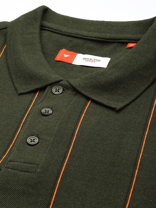 Short Sleeves Striped Polo Collar T-shirt - Image 5