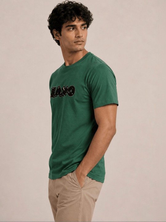 Men Typography Printed Cotton Regular Tshirt