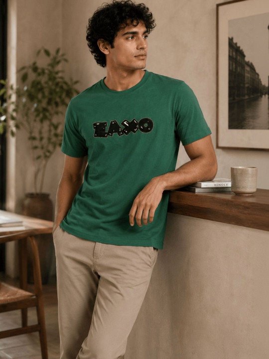 Men Typography Printed Cotton Regular Tshirt - Image 5