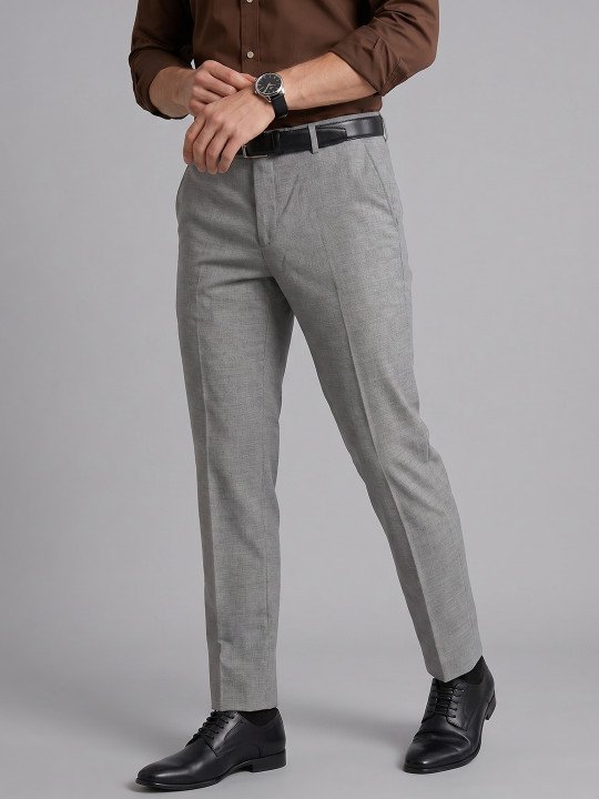 Mid-Rise Cotton Formal Trousers