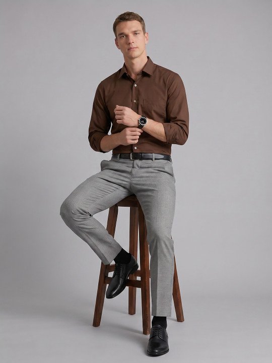 Mid-Rise Cotton Formal Trousers - Image 3