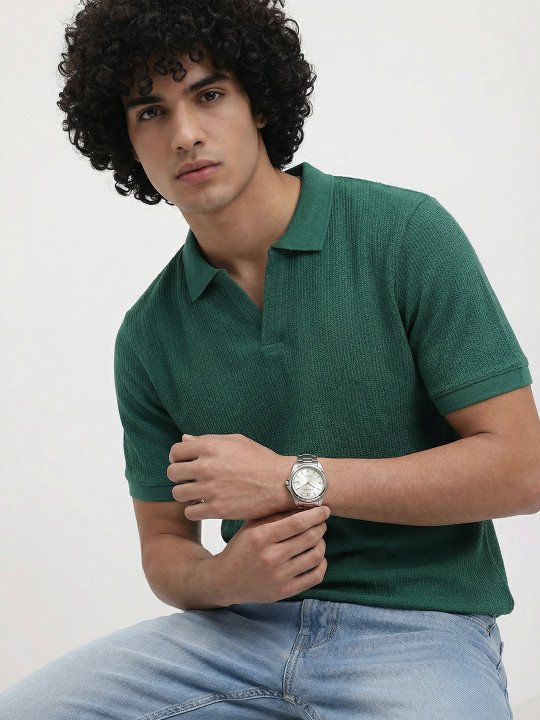 The Lifestyle Co. Textured Polo Collar T-shirt - Image 5