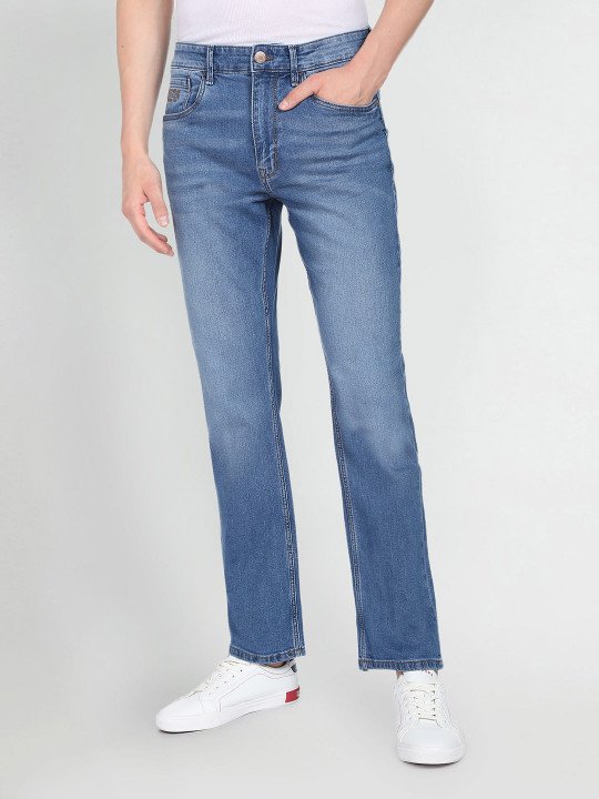 Men Blue Connor Bootcut Mid-Rise Heavy Fade Stretchable Jeans - Image 6