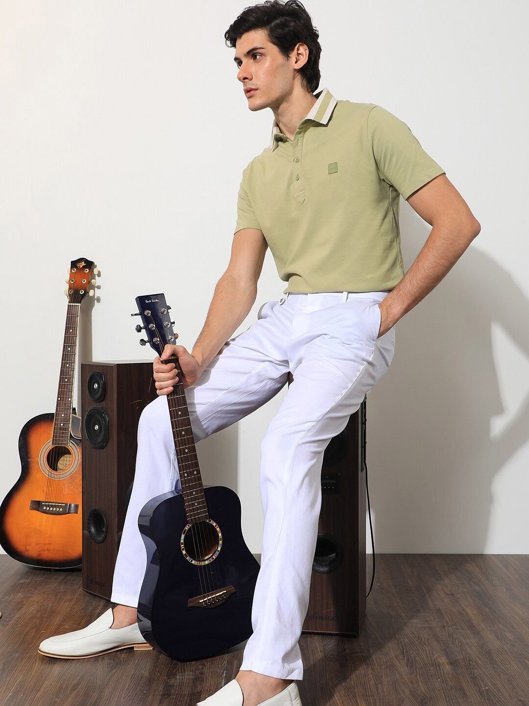 Men Plain Spread Collar Half Sleeve Cotton Regular Fit Polo T-Shirt - Image 3