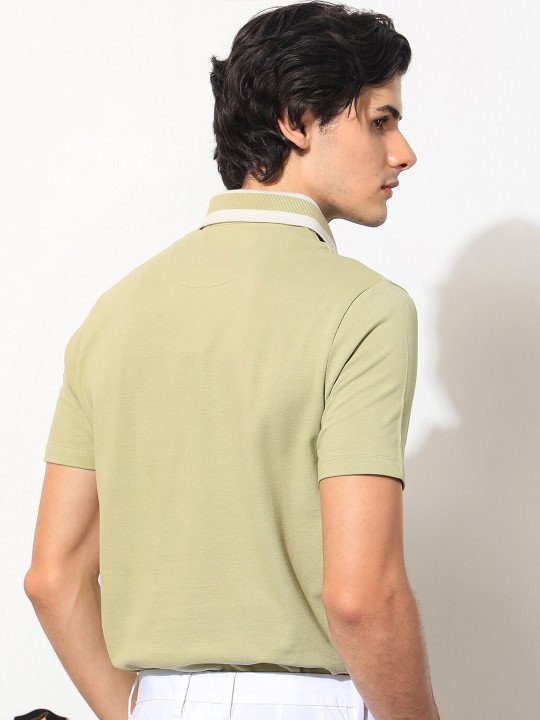 Men Plain Spread Collar Half Sleeve Cotton Regular Fit Polo T-Shirt - Image 4