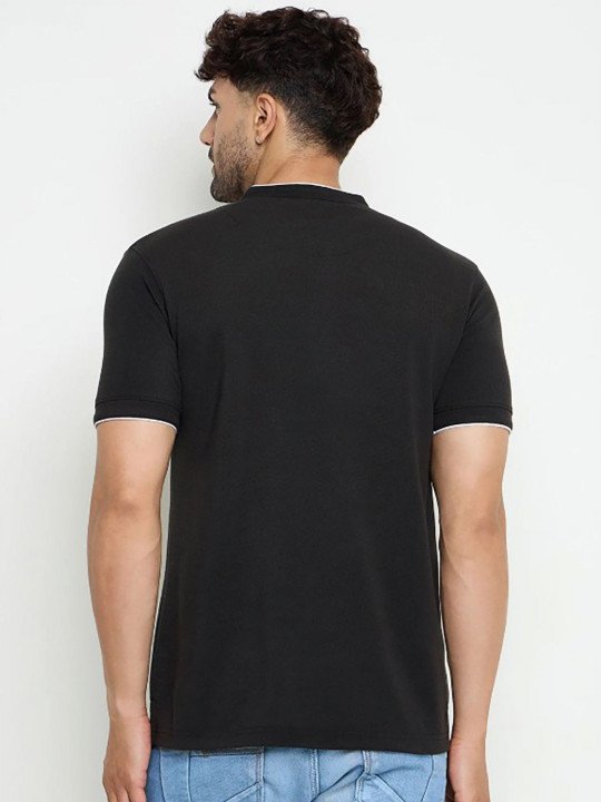 Band Collar Short Sleeves Casual T-shirt - Image 3