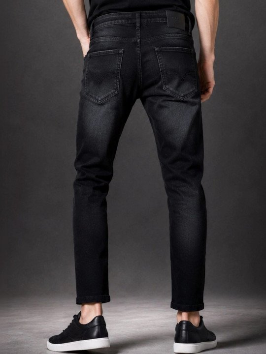 Men Jean Slim Fit Mid-Rise Low Distress Light Fade Stretchable Jeans - Image 3
