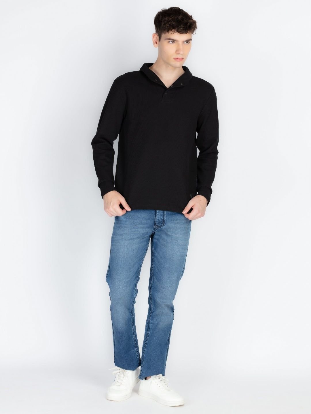 Men Solid Polo Collar Cotton T-shirt