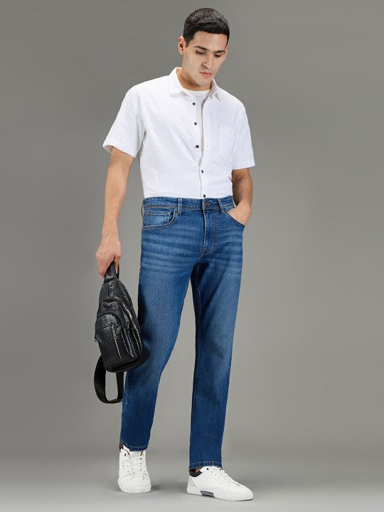 Men Holborne Straight Fit Mid-Rise Light Fade Stretchable Jeans - Image 4