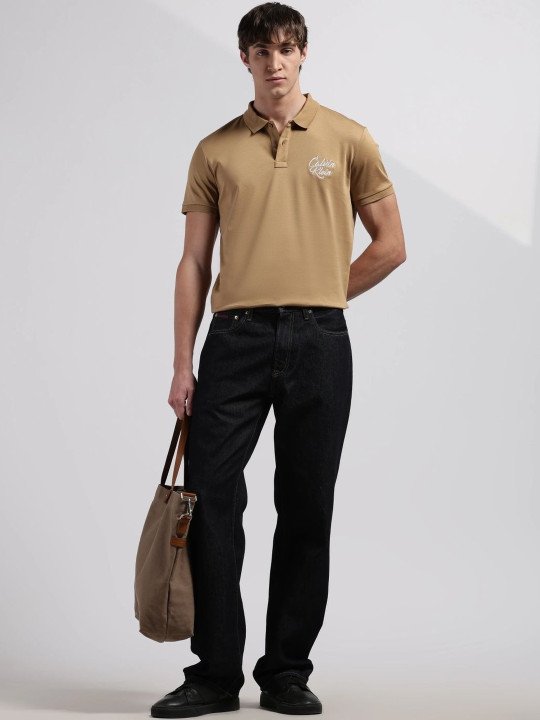 Men Brand Logo Polo Collar T-shirt