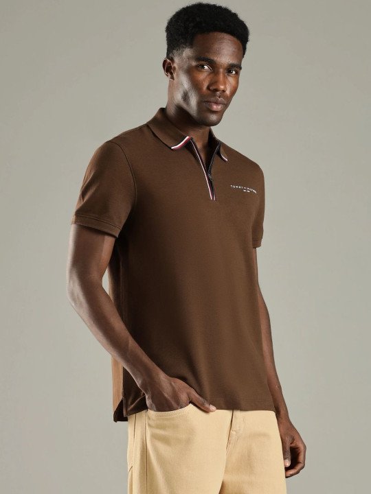 Men Brand Logo Polo Collar T-shirt