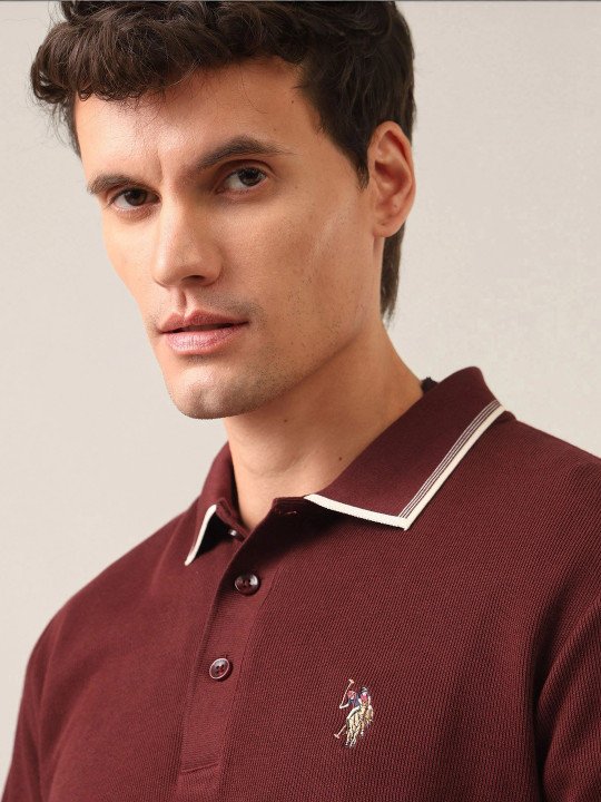 Men Brand Logo Polo Collar Slim Fit T-shirt - Image 2
