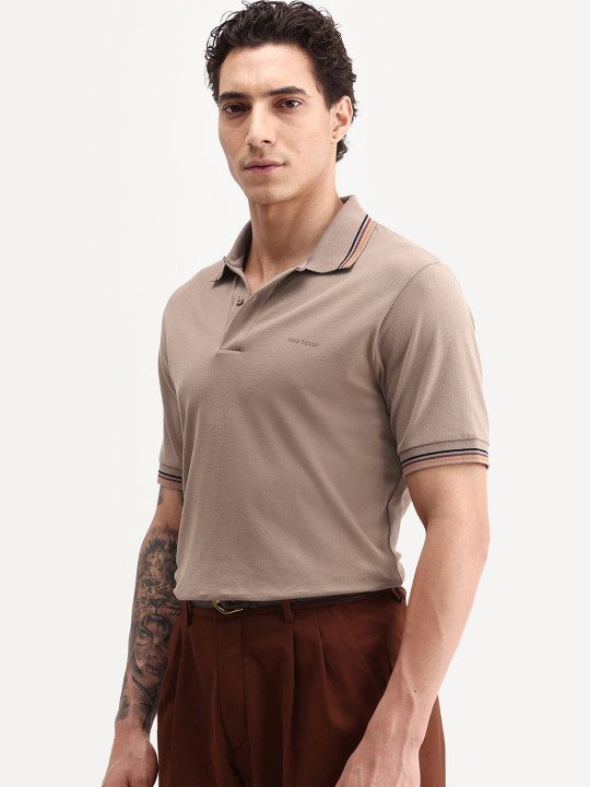 Men Brand Logo Polo Collar T-shirt