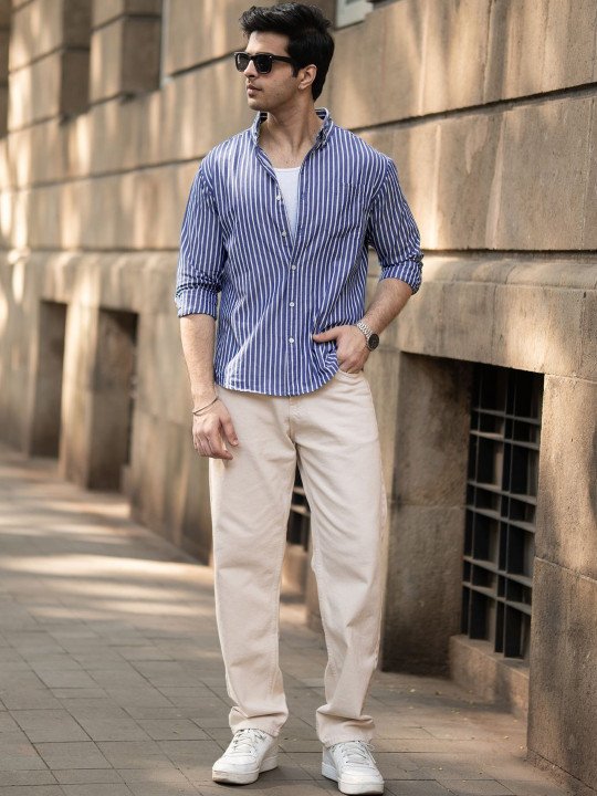 Dark Blue Lightweight Stripe Shirt