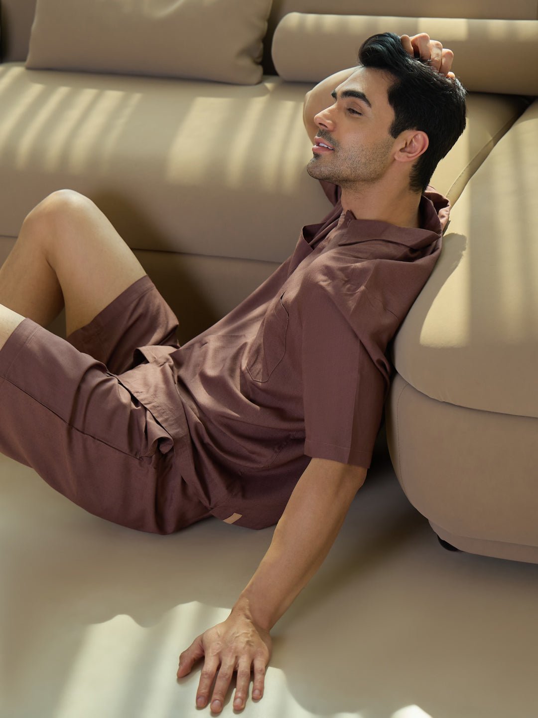 Effortless Black Button Down Shorts Set - Image 4