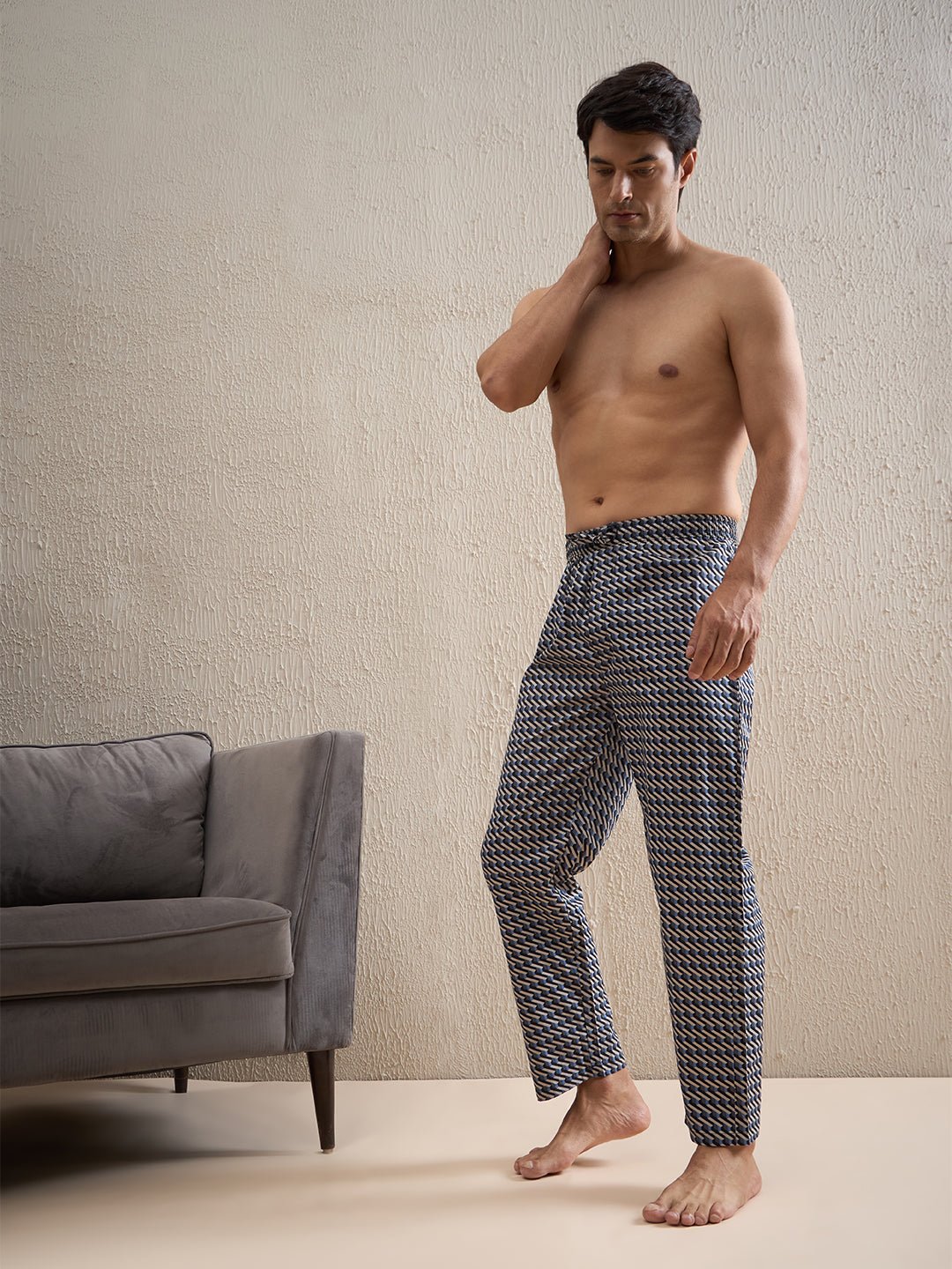 Wavy Grid Button Down Pyjama Set - Image 4