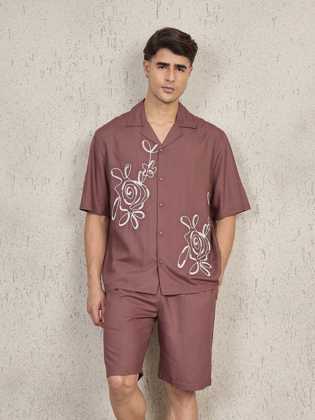 Floral Outline Button Down Coord Set
