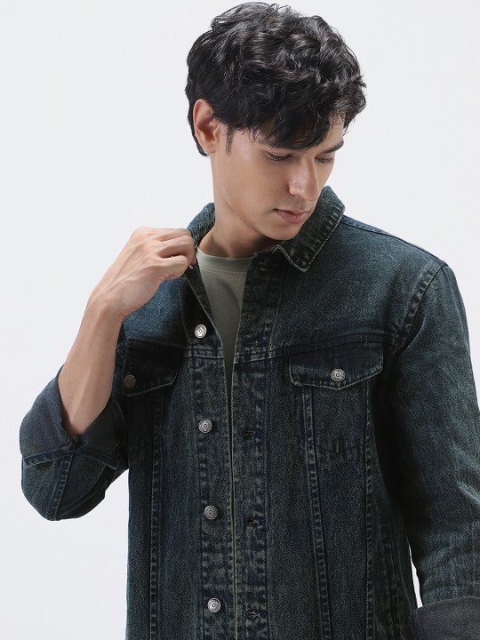 Men's Regular Fit Washed Full Sleeve Denim Jacket - Image 2