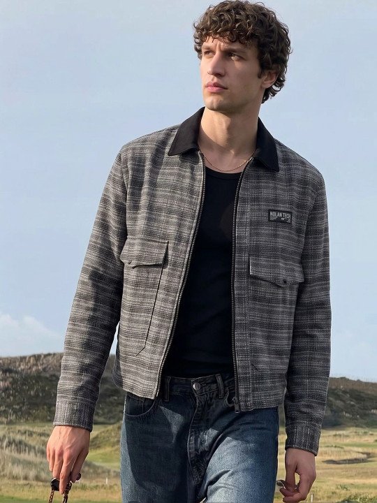 Men Checked Woven Jacket - Image 7