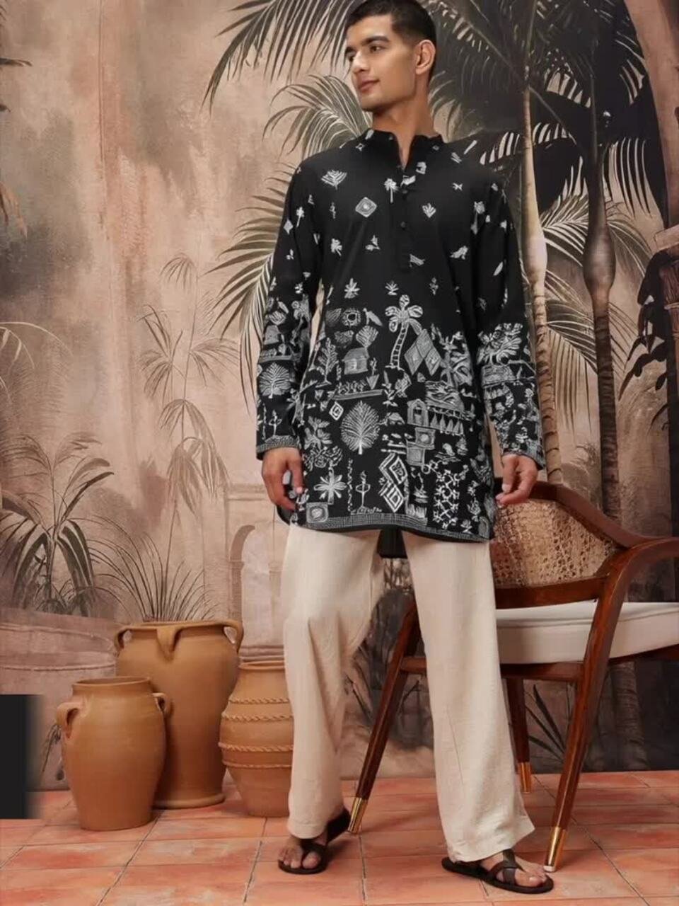Tribal Print Pure Cotton Kurta - Image 3