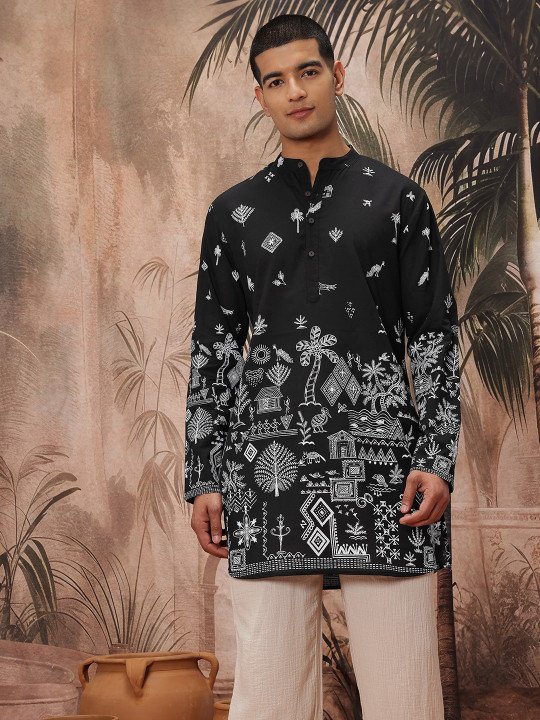 Tribal Print Pure Cotton Kurta - Image 4