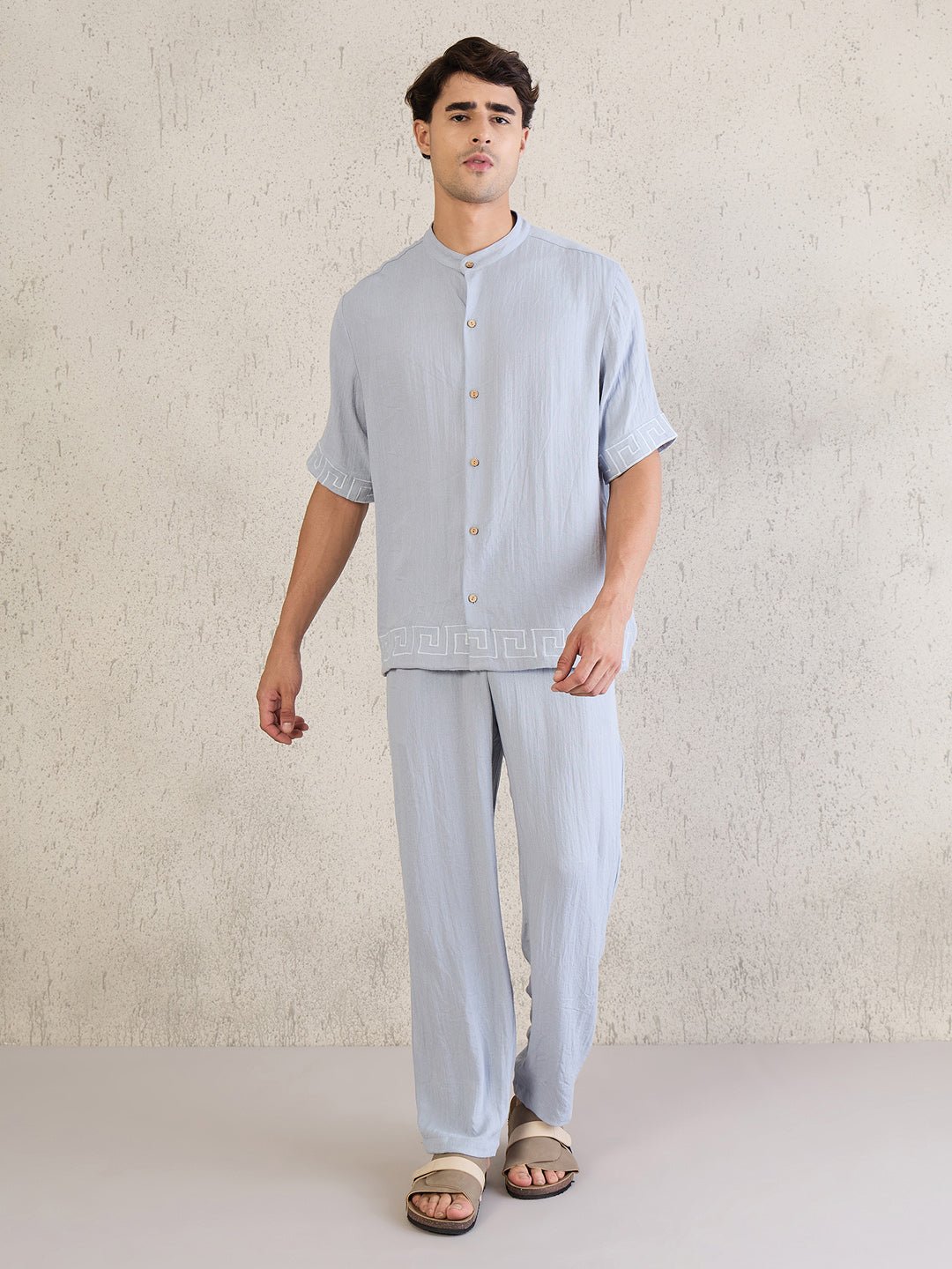 Greek Key Button Down Coord Set