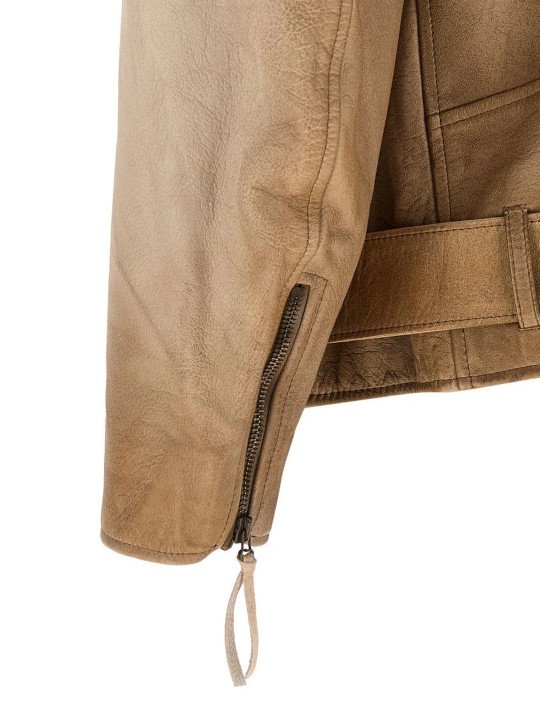 Beige Solid Notched Lapel Jacket