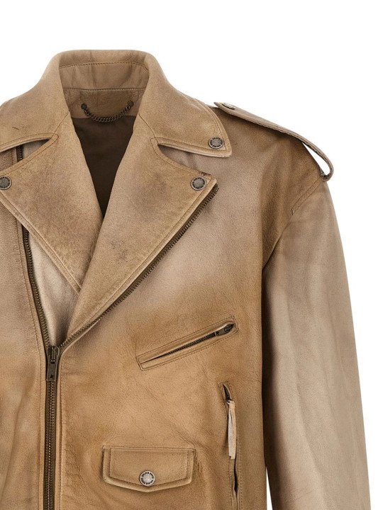 Beige Solid Notched Lapel Jacket - Image 3