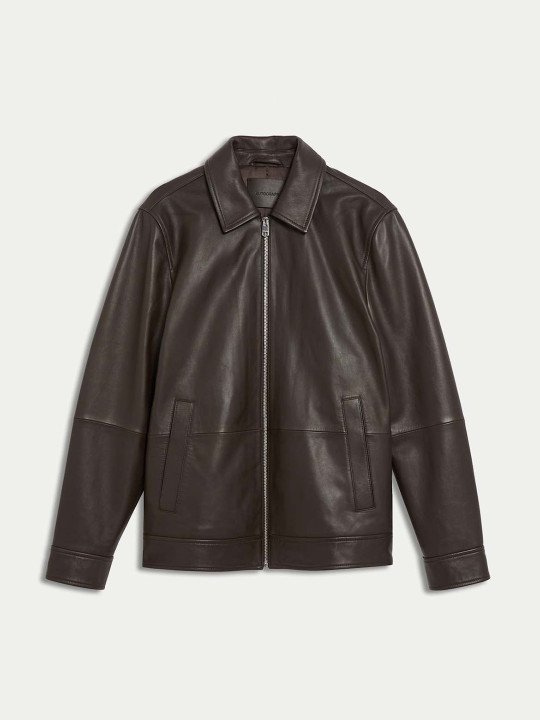 AUTOGRAPH Leather Harrington Jacket