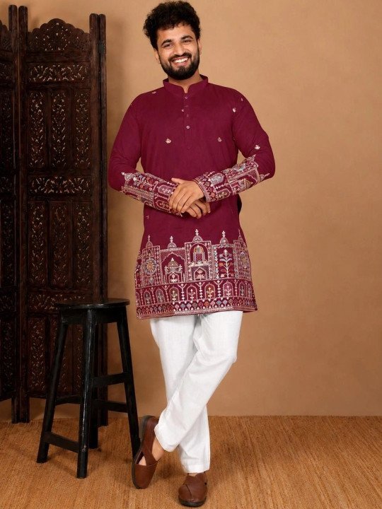 Men Embroidered Thread Work Kurta - Image 5