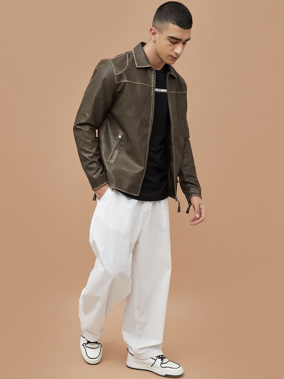 Men Spread Collar Solid Open Front Jacket - Image 6