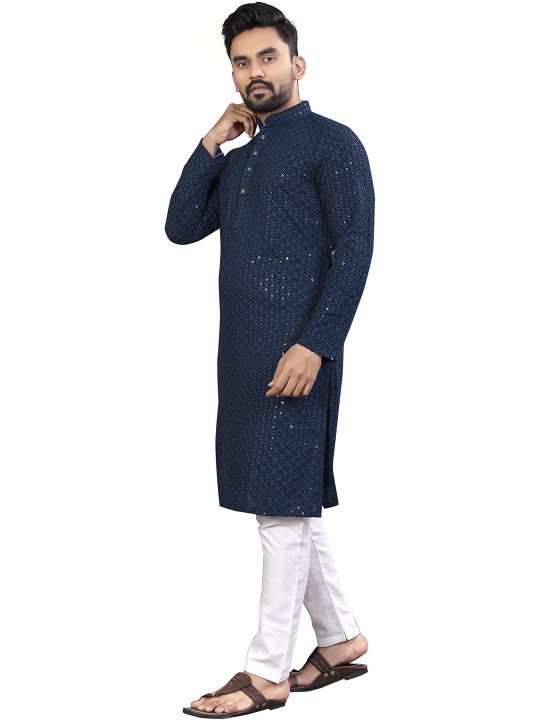 Men Embellished Handloom Kurta - Image 3