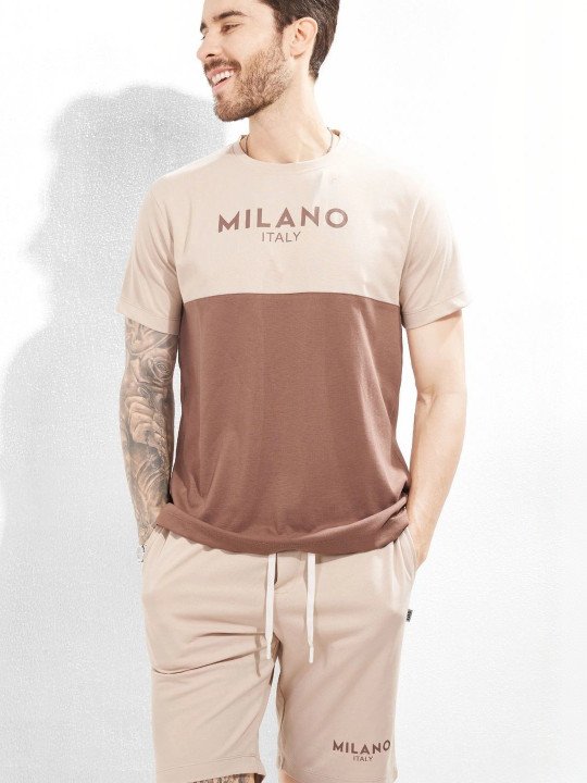 Men Pure Cotton Colourblocked T-Shirt & Shorts Night Suit - Image 3