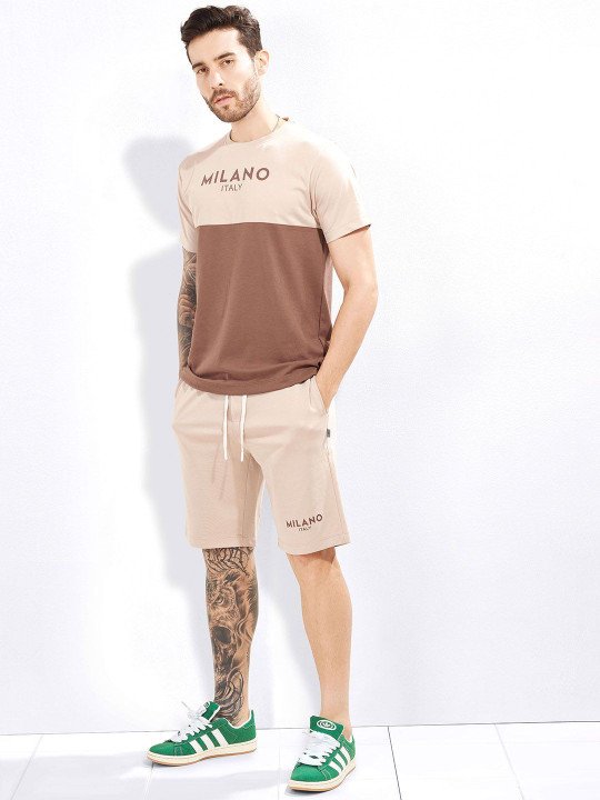 Men Pure Cotton Colourblocked T-Shirt & Shorts Night Suit - Image 5