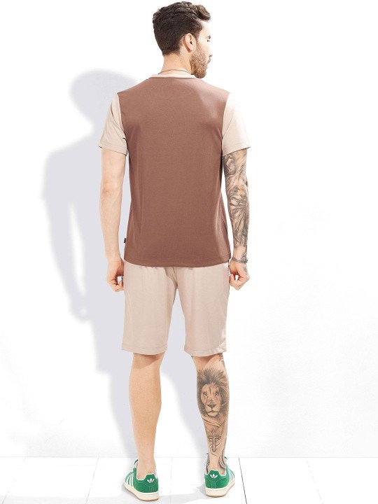 Men Pure Cotton Colourblocked T-Shirt & Shorts Night Suit - Image 6