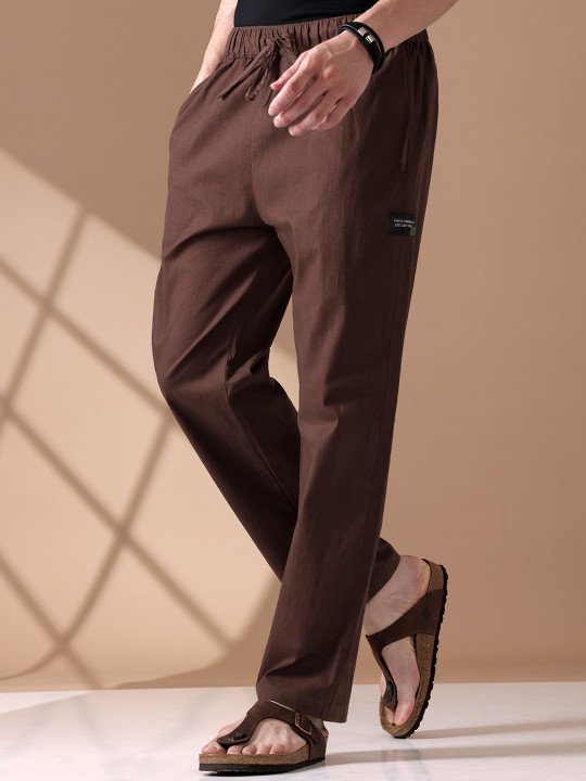 Men Loose Fit Mid-Rise Cotton Lounge Pants - Image 2
