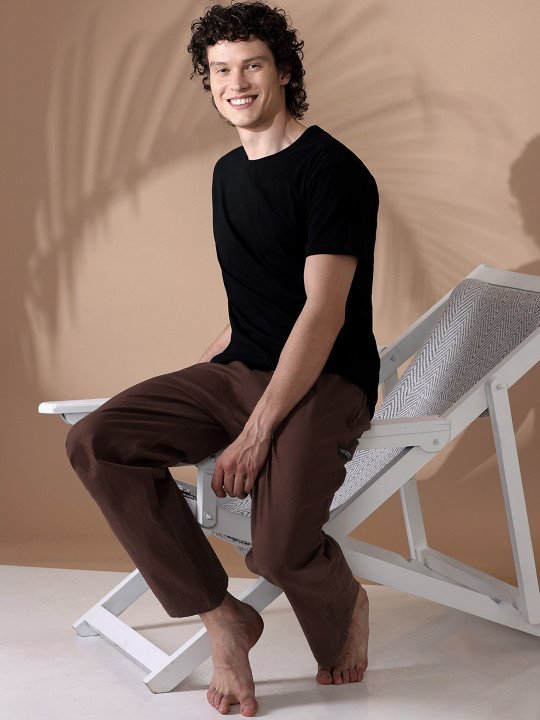Men Loose Fit Mid-Rise Cotton Lounge Pants - Image 5