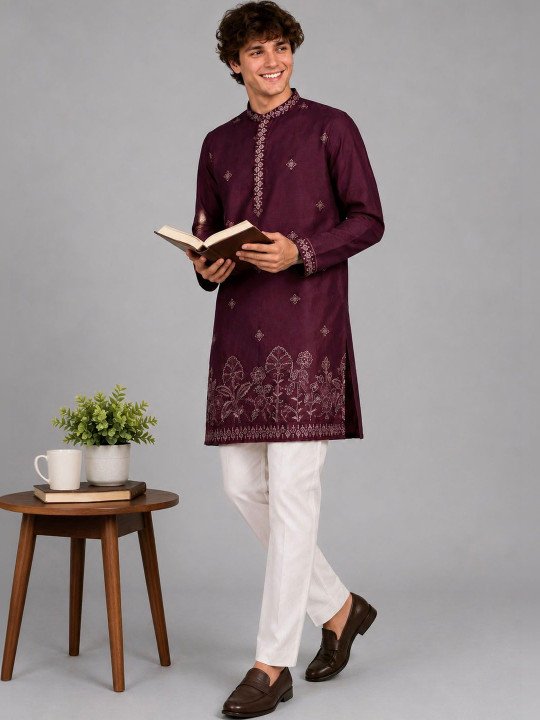 Men Embroidered Thread Work Kurta