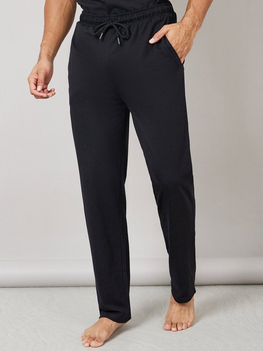 Men Black Solid Collared Short Sleeve Shirt & Pyjama Night Suit - Image 4