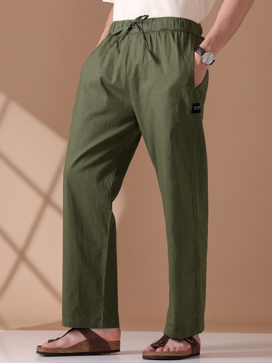 Men Loose Fit Mid-Rise Cotton Lounge Pants - Image 2