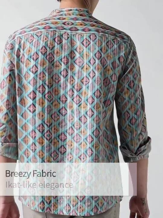 Geometric Woven Design Mandarin Collar Straight Short Republic Day Republic Day Kurta - Image 3
