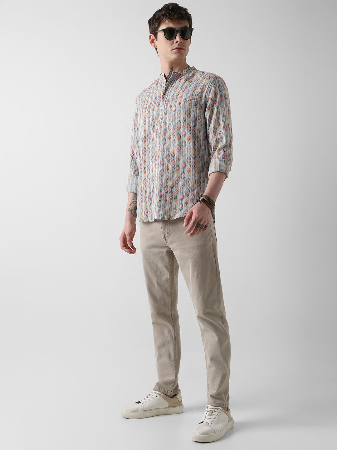 Geometric Woven Design Mandarin Collar Straight Short Republic Day Republic Day Kurta - Image 7